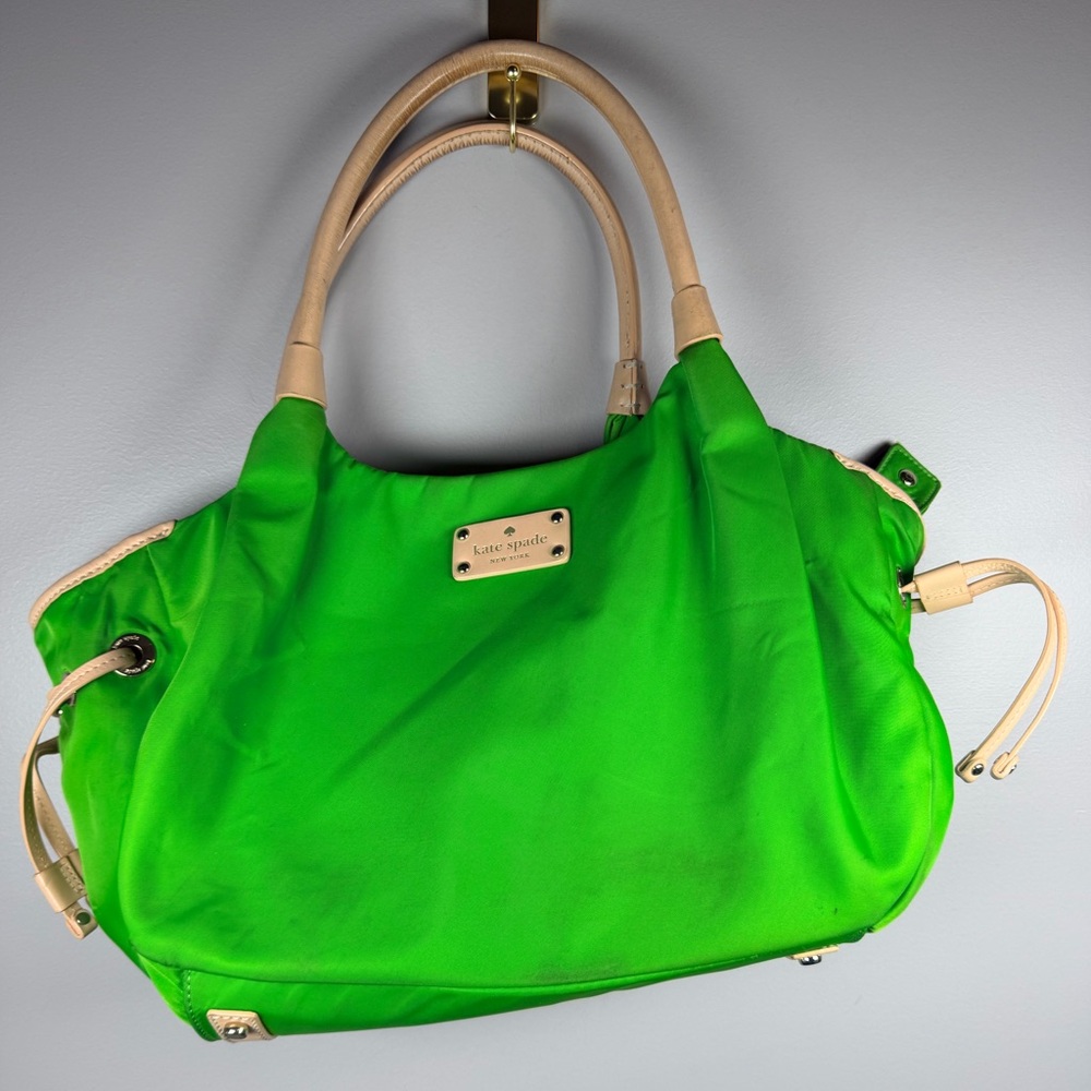 Kate Spade Vibrant Green Nylon Tote with Leather Handles